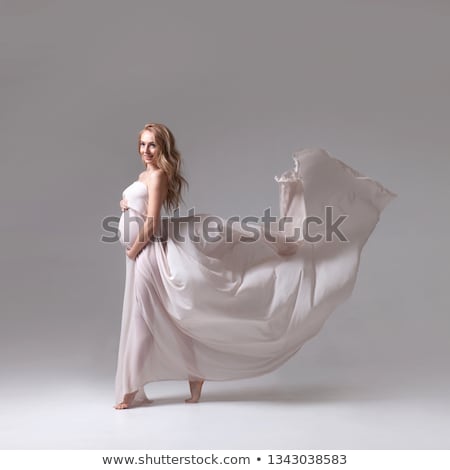 Pregnant Woman With Flying White Cloth Foto d'archivio © doodko