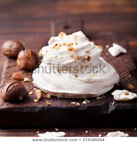 Stockfoto: Meringue Pavlova Cake With Chestnut Cream