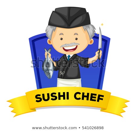 Stok fotoğraf: Occupation Wordcard With Sushi Chef