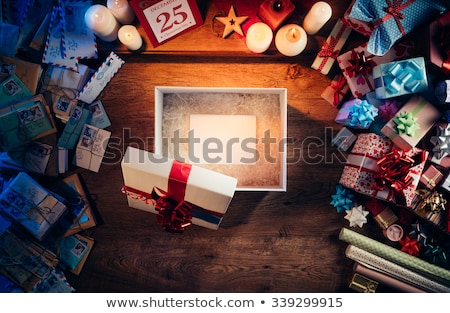 Zdjęcia stock: Christmas Gift Boxes On Wooden Desk