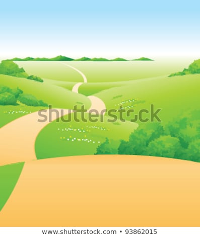 Foto stock: Curved Path Over Green Landscape