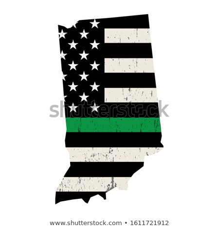 Stockfoto: State Of Indiana Military Support American Flag Illustration
