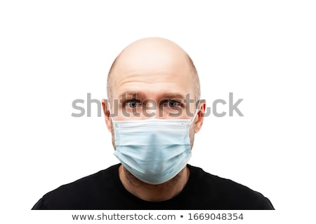 Zdjęcia stock: Young Adult Bald Head Man Wearing Respiratory Protective Medical Mask