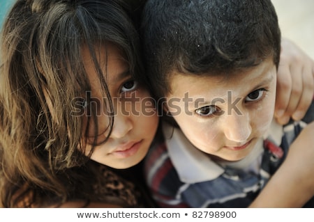 Stock foto: Little Brother And Sister Poverty Bad Condition