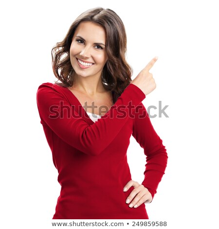 ストックフォト: Smiling Casual Woman Showing Something