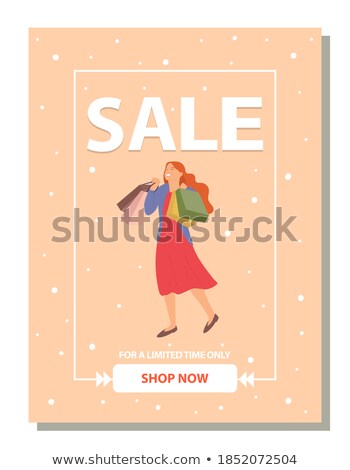 Sale Time Beautiful Girl With Sale Bag Vector Illustration Foto d'archivio © robuart