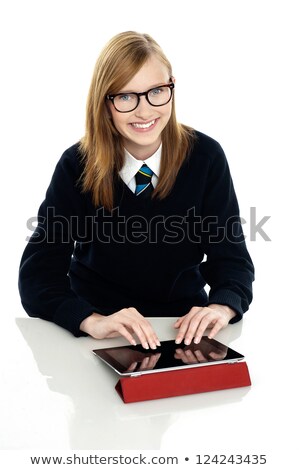 Foto stock: Student Operating New Touch Screen Tablet Device