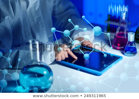 Stockfoto: Close Up Of Scientist With Tablet Pc In Lab