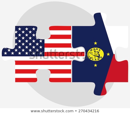 Foto stock: Usa And Wake Island Flags In Puzzle