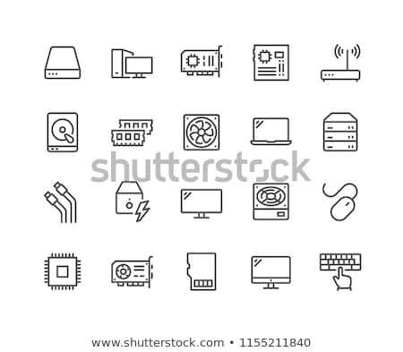 Stockfoto: Cpu And Monitor Line Icon