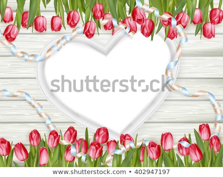 Foto stock: Heart Frame With Fresh Tulips Eps 10