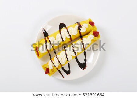 [[stock_photo]]: Delicious Compot With Red Fruits And Whipped Cream In A Plate