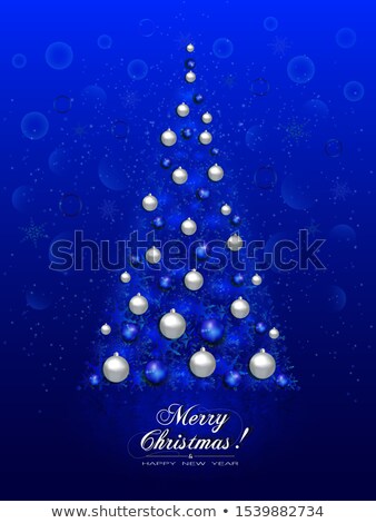 Foto stock: Christmas Tree Made Of Snowflakes Blizzard In The Darkness