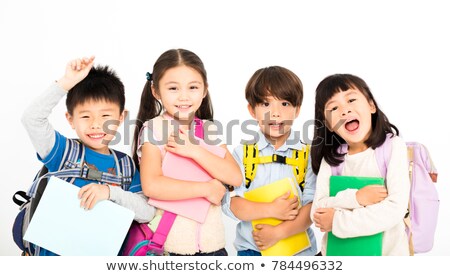 Foto stock: Asian Boy And Girl With Happy Face