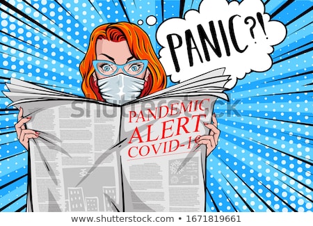 Stock photo: Pretty Woman With Mask On Face Vector Illustration Concept