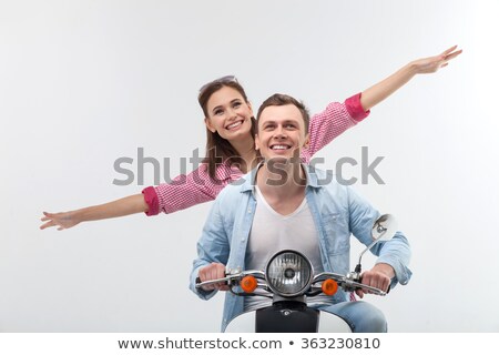 Foto stock: Girlfriends On A Motor Scooter