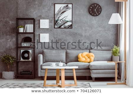 Zdjęcia stock: Dark Shelf On The Wall With Lamp