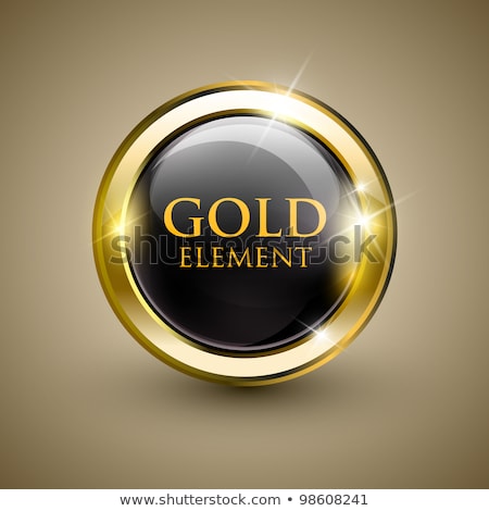 ストックフォト: Gold Shiny Modern Element Gold Web Button Vector Sticker Part Of Set