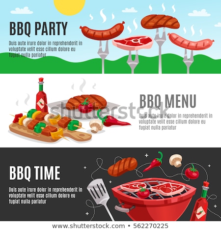 商業照片: Barbecue Tasty Brazier Set Vector Illustration