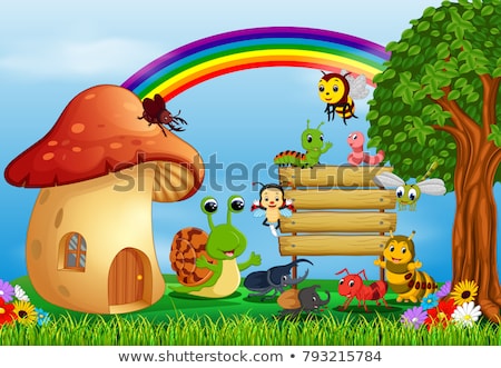 Foto stock: Many Insects At The Mushroom House