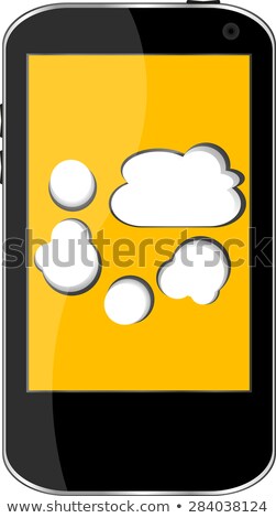 Touchscreen Smart Phone With Social Word Cloud Isolated Zdjęcia stock © fotoscool