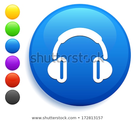 Stock fotó: Head Phone Green Vector Icon Button