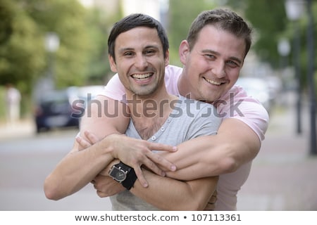 Portrait Happy Homosexual Man Looking At Camera Imagine de stoc © mangostock