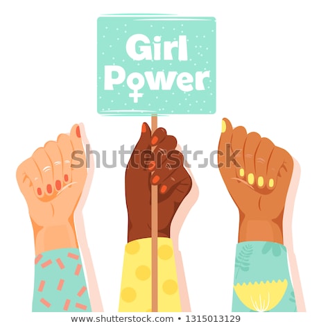 Foto stock: Woman Feminist Holding Nameplete