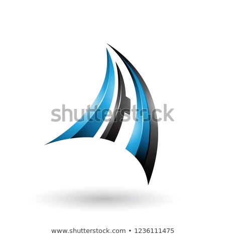 Foto stock: Blue And Black 3d Dynamic Flying Letter A Vector Illustration