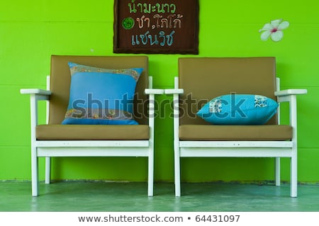 Stock photo: Tableclothes At A Teak Table In The Garden