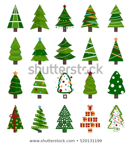 Foto stock: Stylized Flat Vector Christmas Trees Icons