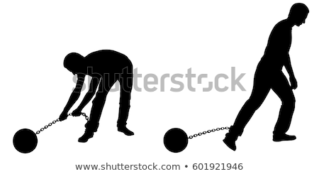 Man Prisoner Criminal With Chain Ball Silhouette Escaping Foto stock © laschi