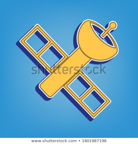 Zdjęcia stock: Satellite Dish Sign Golden Vector Icon Button