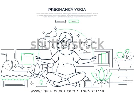 Foto d'archivio: Pregnancy Yoga - Modern Line Design Style Web Banner
