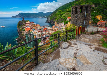 Stock photo: Vernazza Village And Walkway With Old Bastion Cinque Terre Italy