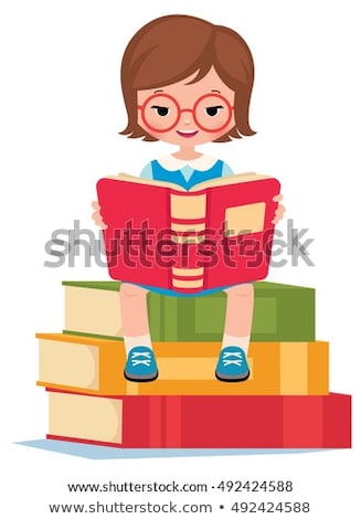 ストックフォト: Little Girl With A Pile Of Books