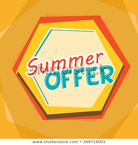 Summer Offer Yellow Orange And Blue Cartoon Drawn Label Stock photo © marinini