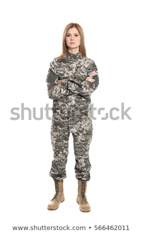 Stockfoto: Woman Soldier Isolated On White