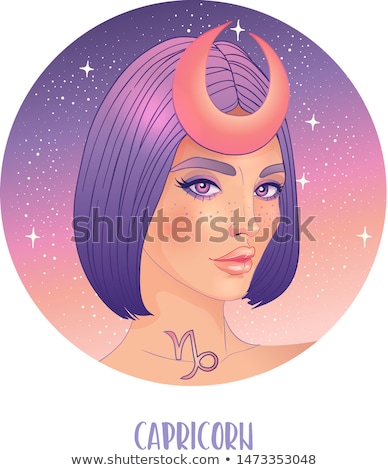 Foto d'archivio: Woman Capricorn Sign For Coloring