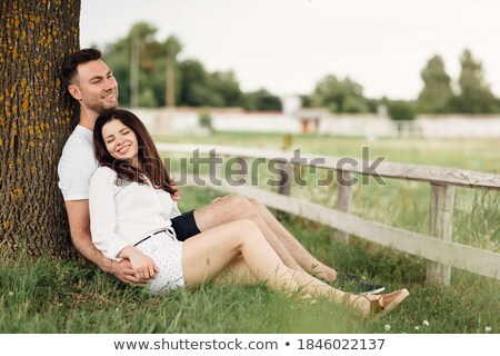 ストックフォト: Redhead Girl Sitting At Outdoor In Autumn Time