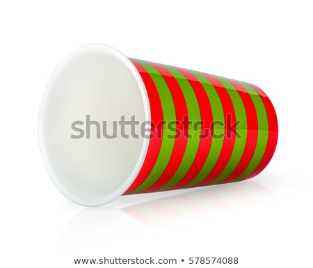 Stok fotoğraf: Red And Green Cup Without Handle Lying Down