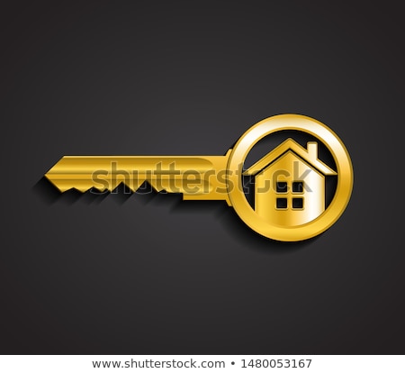 Stock fotó: Home Golden Vector Icon Design