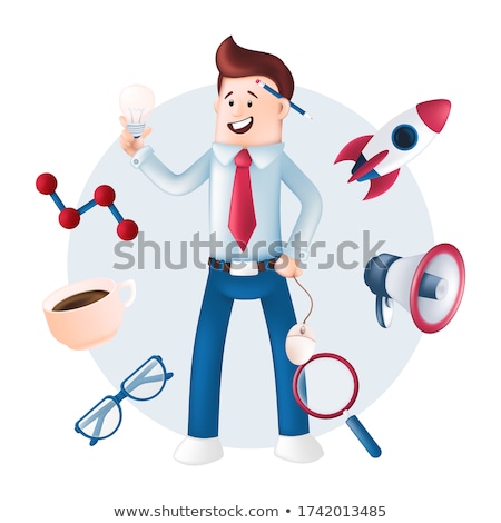 Foto d'archivio: Businessman In Shirt And Tie Behind Magnifying Glass