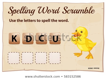 Сток-фото: Spelling Word Scramble Template For Word Duck