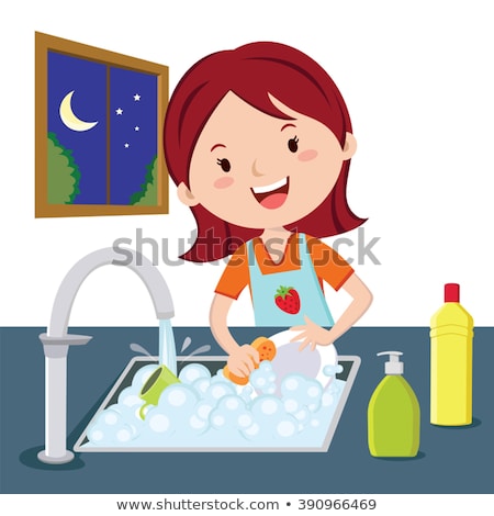 Stok fotoğraf: Happy Woman With Cleaning Utensils