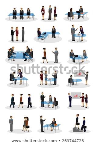 Foto stock: Group Of Business People Shaking Hands On Stairs