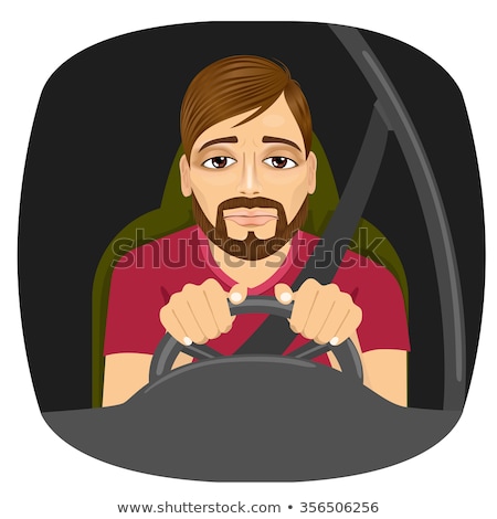 ストックフォト: Tired Young Guy Driving A Car