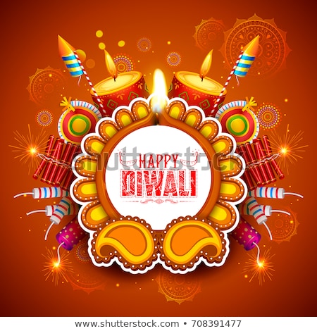 Zdjęcia stock: Happy Diwali Background With Festival Crackers