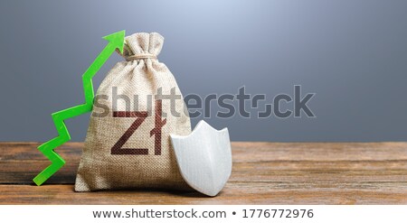 Stock fotó: Polish Zloty Money Bag With A Shield And A Green Arrow Up Increasing The Maximum Amount Of Guarante