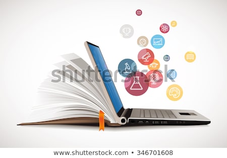 Foto stock: Tablet Pc Computer And Book - Digital Library Concept